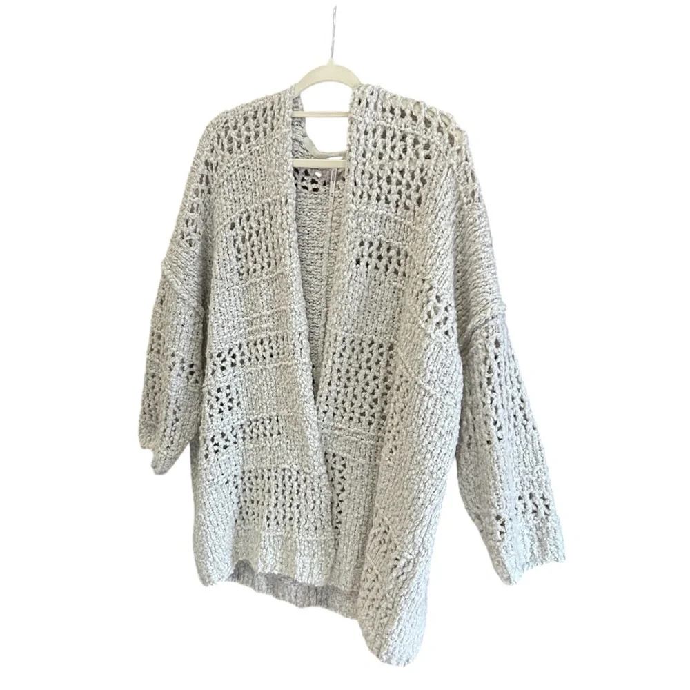 FREE PEOPLE Saturday Morning Knit Cardigan Sweater Cream Ivory Oversized XS-S - Picture 6 of 12